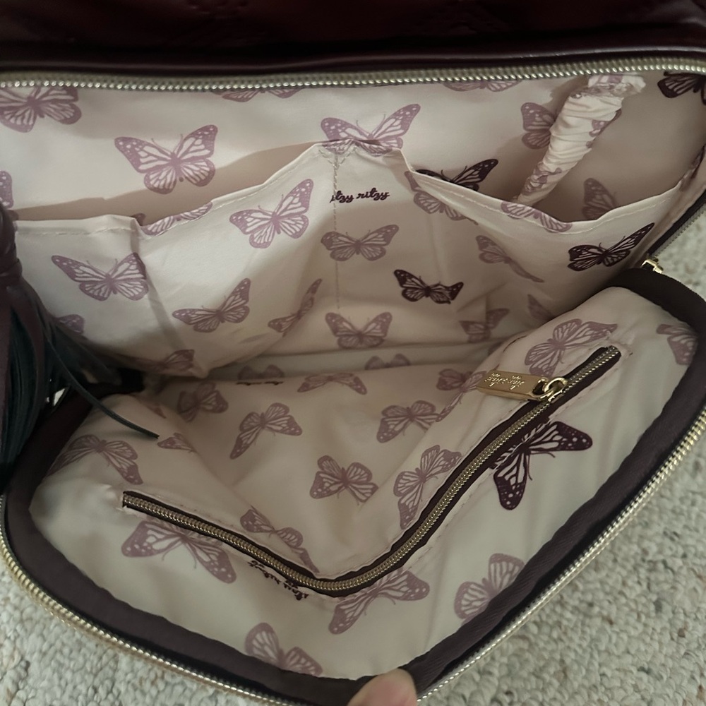 Itzy Ritzy Quilted Maroon Backpack - Picture 2 of 6